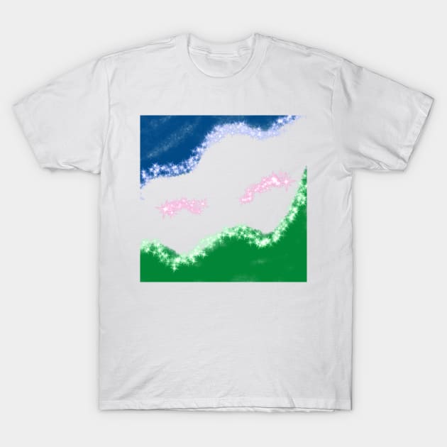 Blue green watercolor abstract glitter sparkle art T-Shirt by Artistic_st